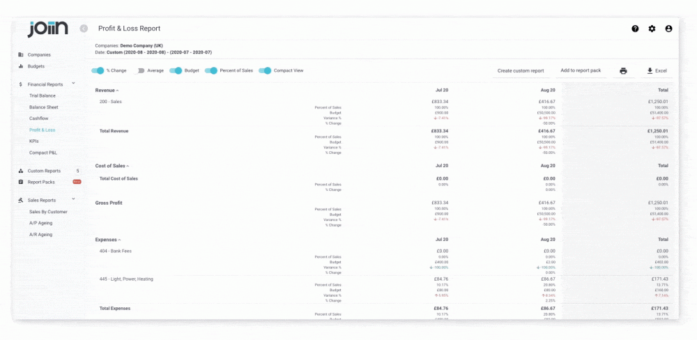 Animated GIF showing how to toggle between a column and compact view in Joiin
