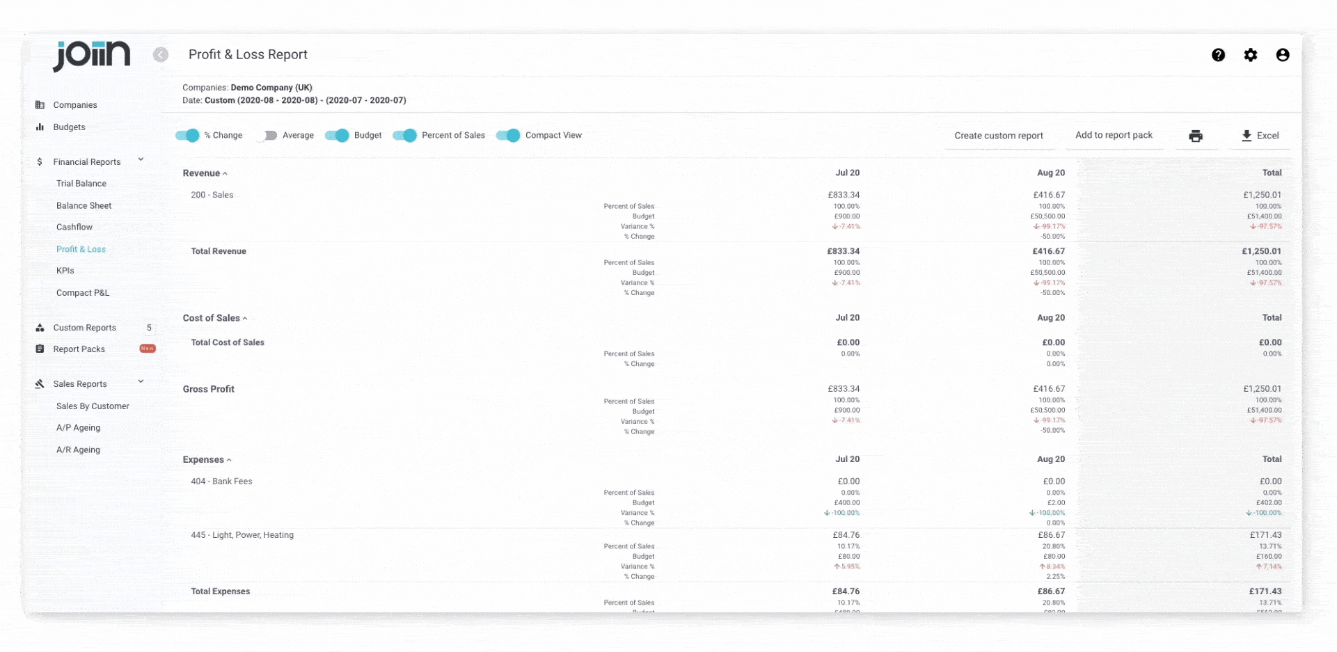 Animated GIF showing how to toggle between a column and compact view in Joiin