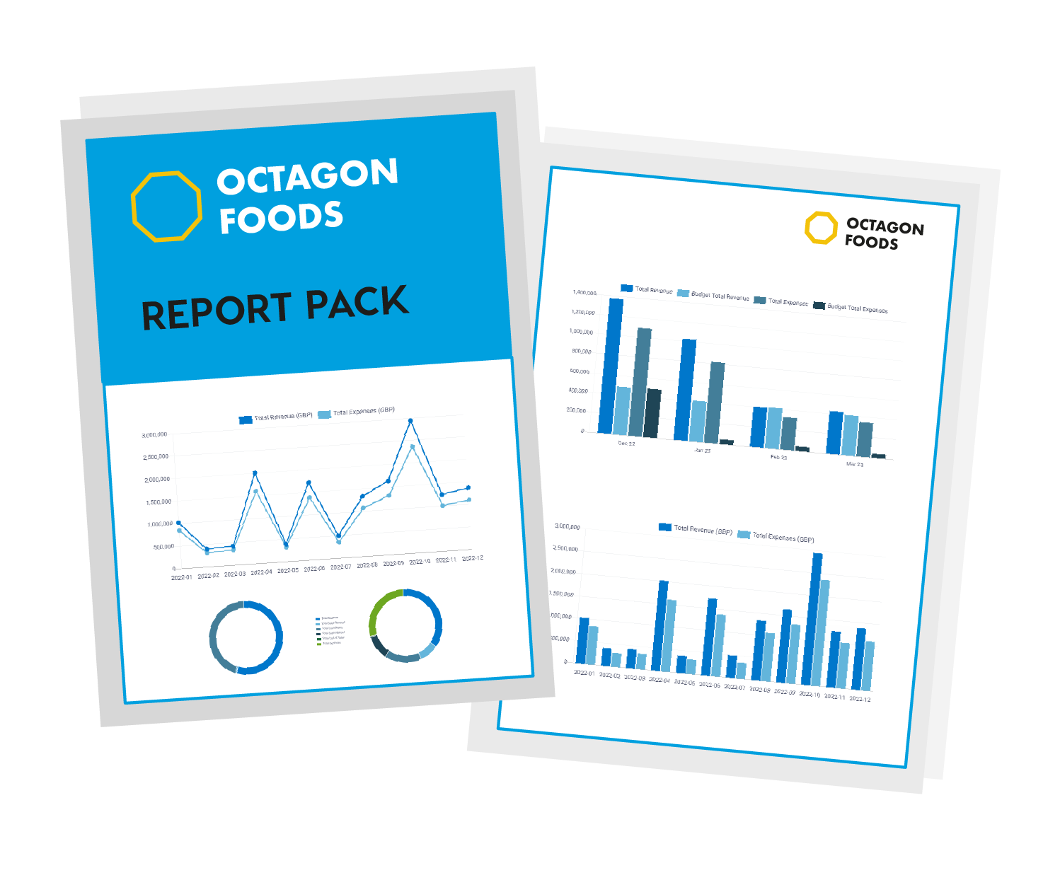 A mock-up of a printed report pack from within Joiin