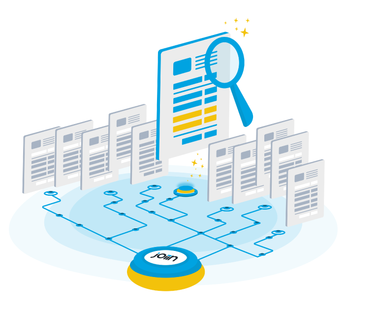 Joiin's global search and transactional drill-down features