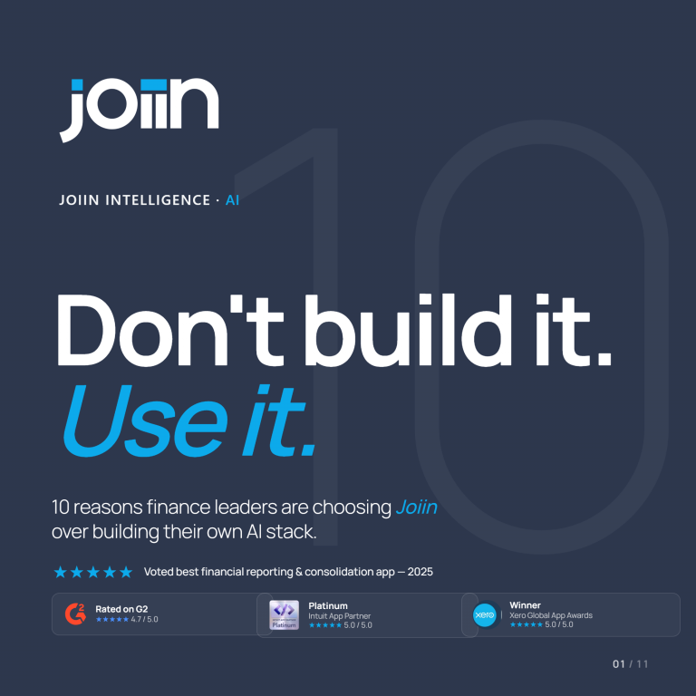 Dark blue marketing hero with large white headline: "Don't build it. Use it." and blue accents, plus rating row at bottom showing stars and logos of apps/services.