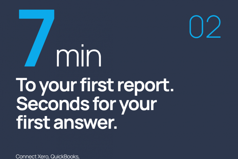 Poster ad for Join Intelligence featuring bold '7 min' and the slogan 'To your first report. Seconds for your first answer.' with the Join logo in the top-right and a small '02' on the right.